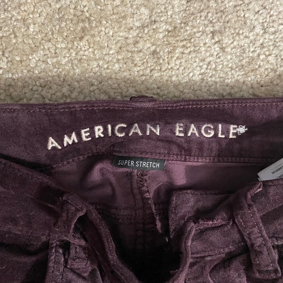 High rise American Eagle Maroon Velvet Jeans 00 - Picture 4 of 6